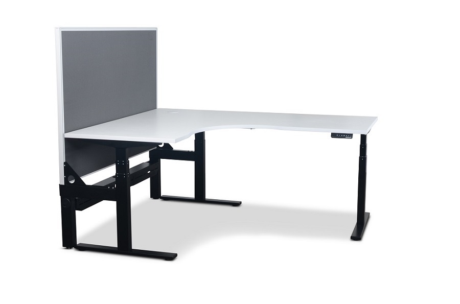 Vertilift 3-Leg Frame, 90 Degree Legs, Cable Tray in Black with Screen and White Top (PACKAGE G)