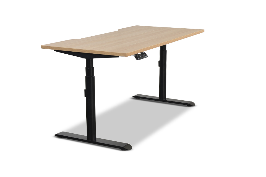 Black Vertilift Round 2 Leg Frame With Oak Top 1800 x 750